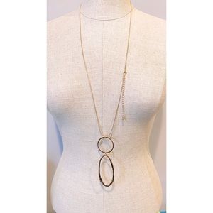 Hammered Double Pendant Snake Chain Long Necklace